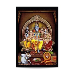 Shiv Parivar Handmade Painting-Modern Art Lord Shiva Wall Hanging,Meditation,Hindu God Frame for House Warming