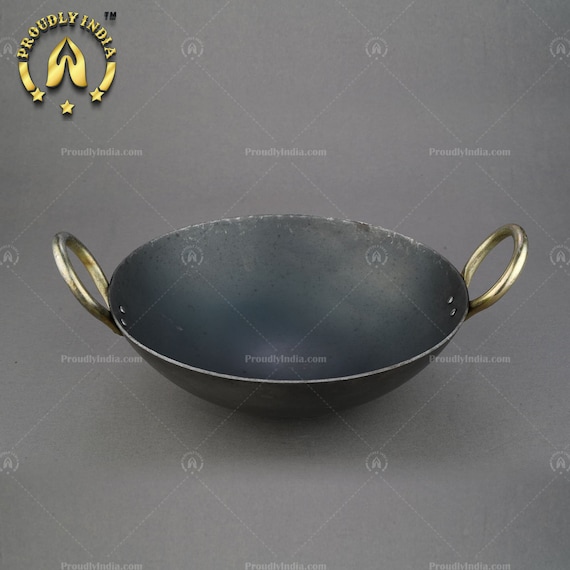 Iron Curve Deep Bottom Bombay Kadai,iron Kadai,frying Pan for Cooking,pan  Heavy Base Iron Kadhai,handmade Pan Loha,lokhandi Black, 