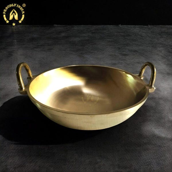 Bronce Kerala Cheenachatti, Kadai indio, sartén tradicional de bronce, Vadachatti de bronce, sartén tradicional para freír, tamaño de 8 a 12 pulgadas.