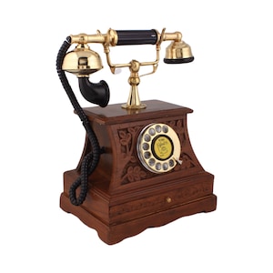 Valentines Day Gift,Wooden Telephone,Vintage Telephone,Vintage Wooden Rotatory Telephone 3,Antique Landline Wood Phone,Antique Old Telephone
