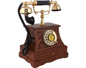 Valentines Day Gift,Wooden Telephone,Vintage Telephone,Vintage Wooden Rotatory Telephone 3,Antique Landline Wood Phone,Antique Old Telephone
