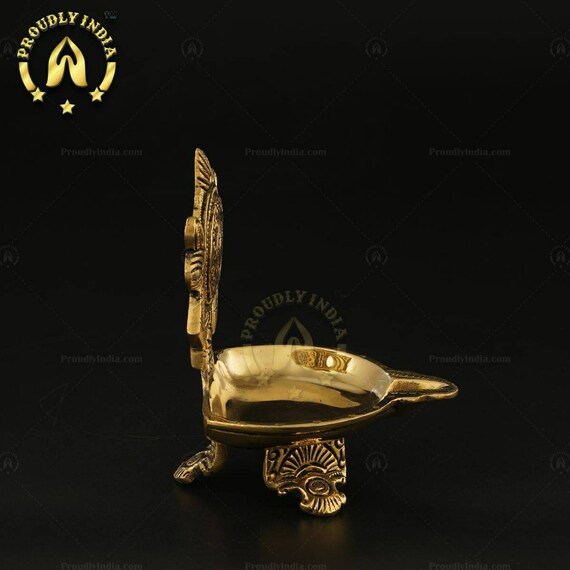 Diya Murale Krishna En Laiton Avec Cloches - Lampe à Huile Décorative, 22.9 Cm De Haut, Artisanat Indien Fait Main