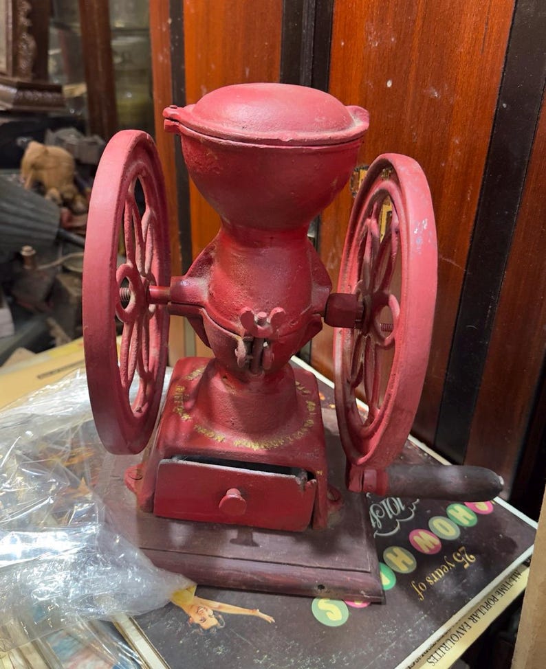 Vintage Cast Iron Coffee Grinder | Hand Crank Manual Coffee Mill ...