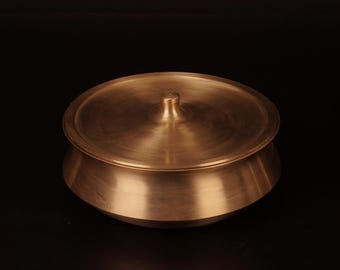 Handi de bronce para servir, Handi vintage, Handi Kansa puro sin plomo solo para servir, cuenco para servir con tapa, utensilios de cocina orgánicos, utensilios para servir con tapa