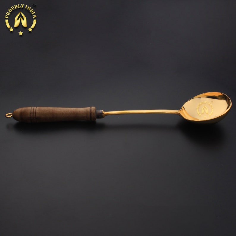 Brass ladle, Serving Spoon, Deep Hole Ladle, Karandi, Antique Spatula, Kitchen Spoon, Antique Cutlery, Cooking Utensils, Metal Spatula image 4