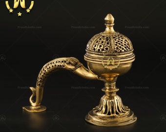 Elegant Brass Dhoop Burner & Agarbatti Holder - Spiritual Decor Pooja Item, Available Online