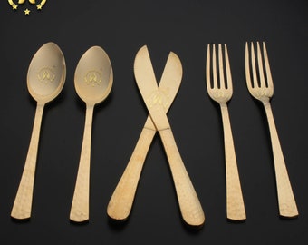 Cutlery Set, Brass Spoon, Brass Forks, Brass Knife, Modern Cutlery Set, Luxury Cutlery Set, Artisan Flatware, Gold Cutlery Set,Tableware Set