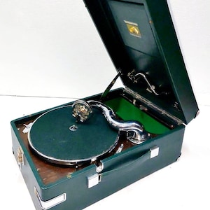 Regalo de San Valentín, tocadiscos portátil HMV 101, tocadiscos con forma de maleta, fonógrafo marrón de lujo, tocadiscos antiguo, obsequios incluidos