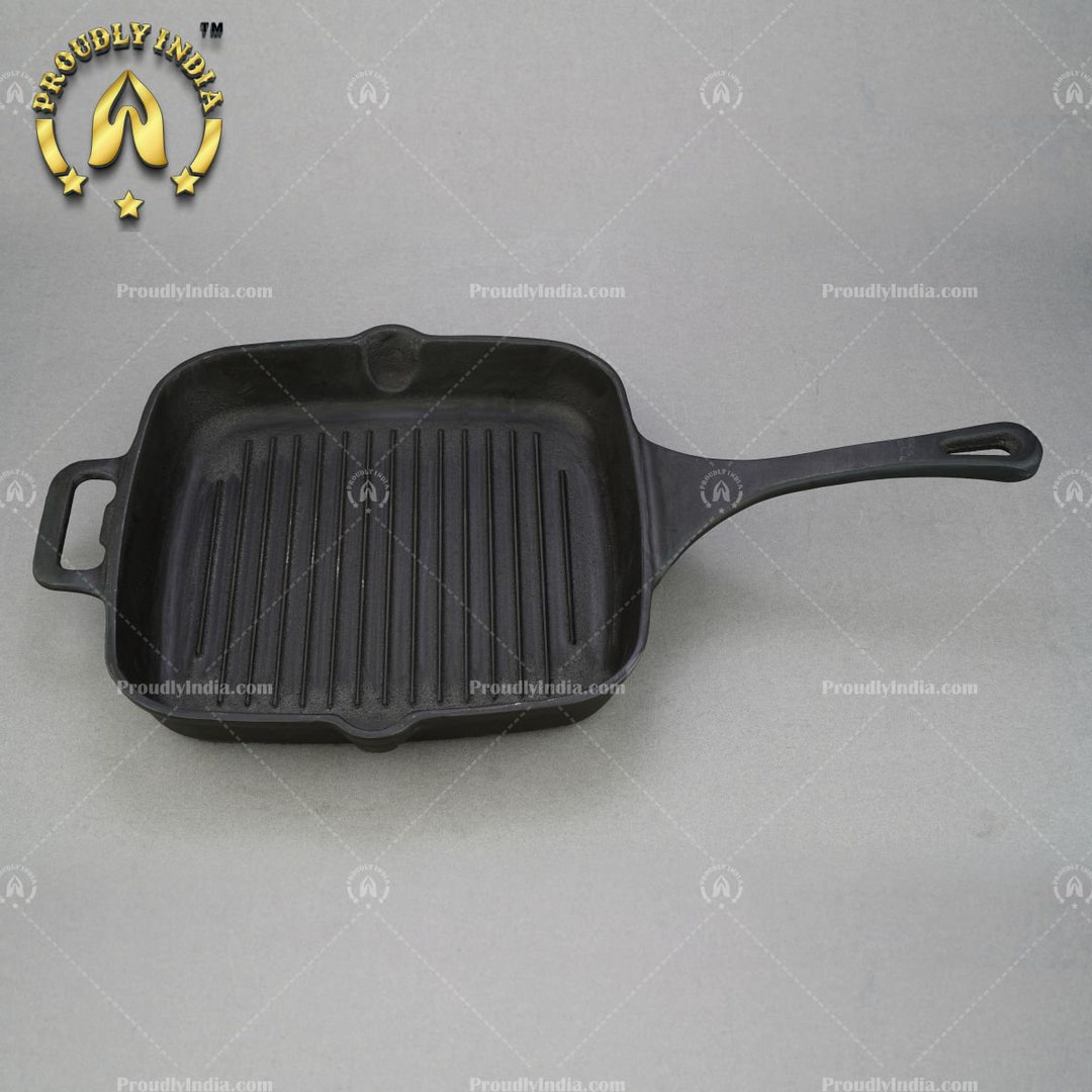Lodge 10.5 Inch Square Cast Iron Grill Pan 8SGP Made in USA 