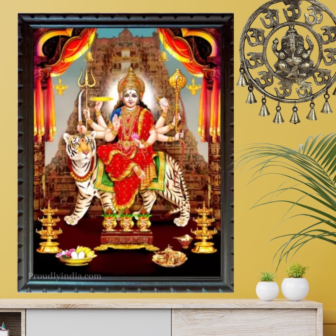 Maa Durga Photo Frame, Hindu Goddess, Wooden Frame - Etsy