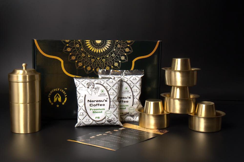 Coffee Filter, Brass Filter, Dabara Set, 4-Cup Drip Coffee Filter, Reusable Filter, Metal Coffee Filter, South Indian Coffee Maker, Dabara