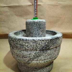 10 inch idikallu, Mortar And Pestle, Kharal, Khalbatta, Molcajete Large,Stone Molcajete, Hand Stone Grinder, Traditional manual Grinder