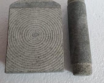 Ammi kallu, Molino de piedra, Silbatta de piedra, Molino para chutney de 6 x 10 pulgadas, Molino manual, Piedra de moler, Shil Nora Online, Molino tradicional