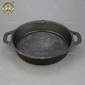 Vintage Cast Iron Skillet: Double Handle Fry Pan-Superior Iron Cookware at Great Price.Non-Stick,Metal Pan-Buy Now