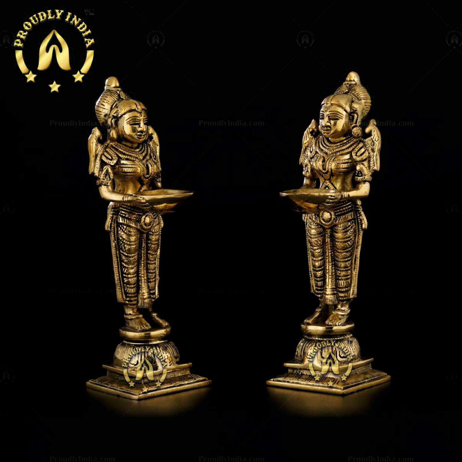 Paavai Vilakku, lady with lamp diya, Traditional Twist with Brass Diya