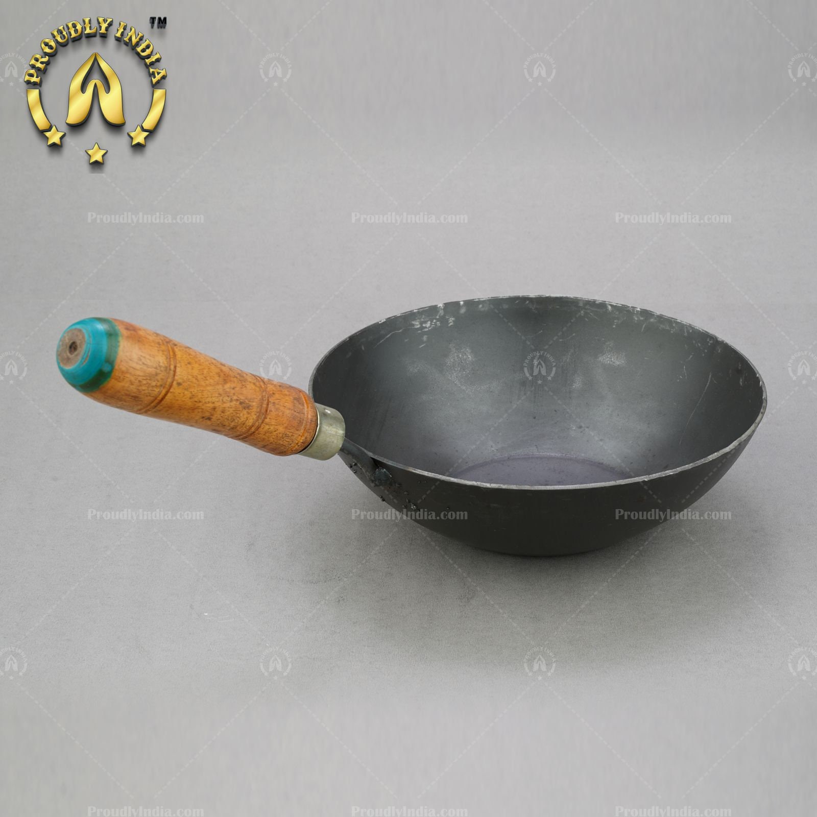 Wooden Handle Chinese Wok Kadai,iron Frying Deep Kadai With Wooden