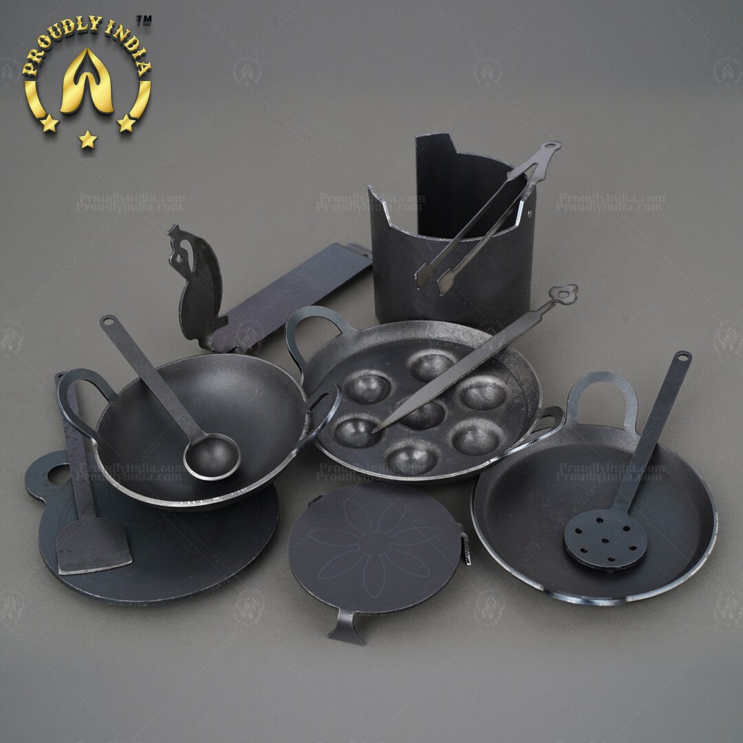Buy Pure Iron Miniature Kitchen Set,real Cooking Miniature Kitchen Set,  Pretend Play ,real Cooking ,mini Iron Online in India
