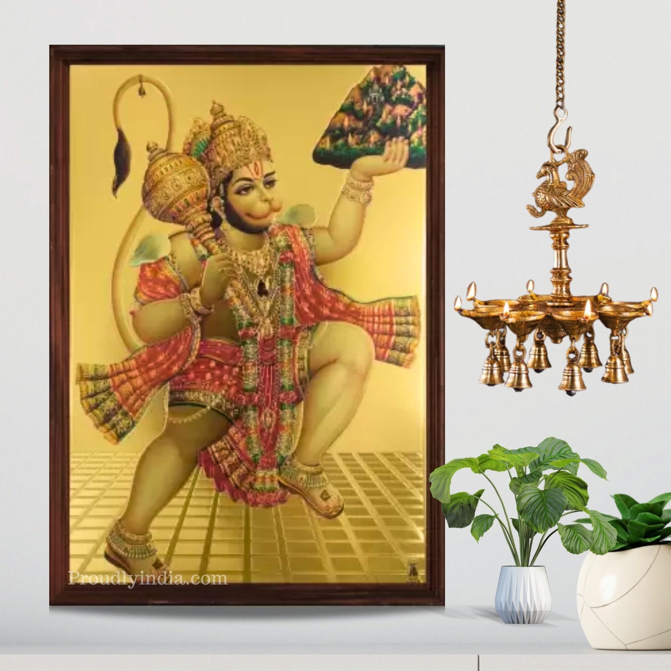 Divine Hanuman Frame: Hindu Idols, Photo for Pooja Room, Religious Wall Hanging & Decor Online