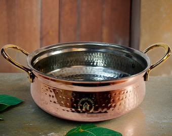 Copper Kadhai, Biriyani Handi, Copper Patili, Cooking Pot, Indian Copper Handi, Serving Utensils, Copper Kadai, Copper Handi Online