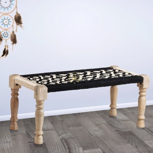 Authentic Indian  Charpai Khatiya:Handmade Daybed,Garden Bench,Indian Furniture,Rope Bed Excellence, FREE 3 X 5 Feet Jute Carpet