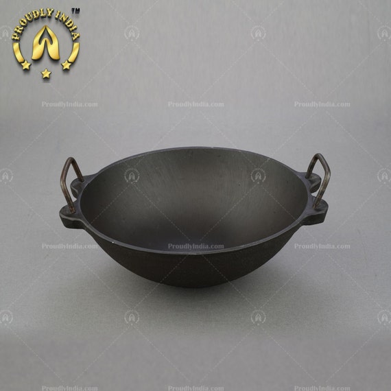 Premium Iron Kadai,deep Frying Cast Iron Pan,heavy Iron Kadhai