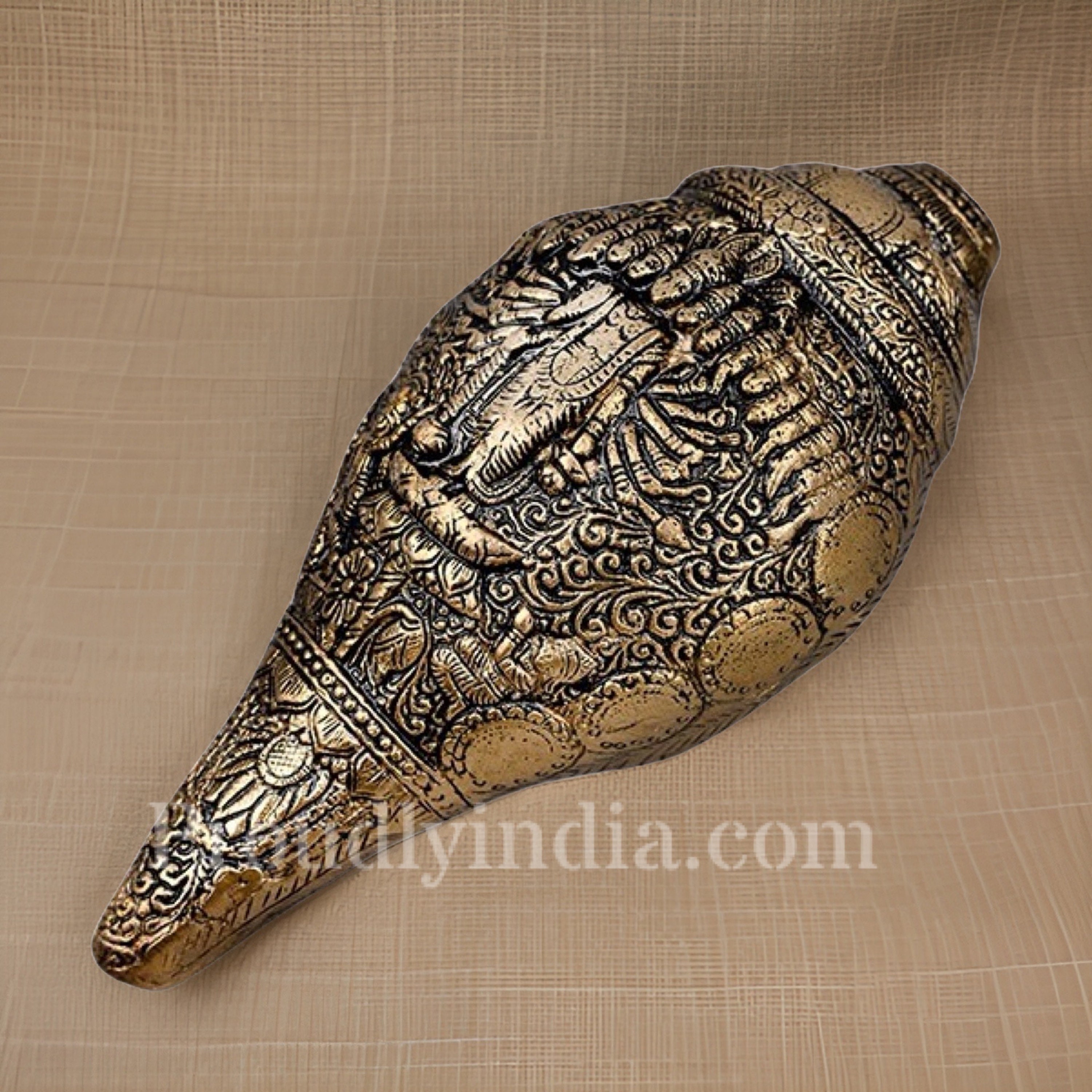 Brass Vishnu Shankh: Pooja Conch Shell Decor, 9.9 Inch Vamavarti - Etsy