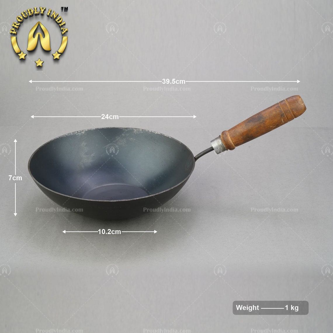 Wooden Handle Chinese Wok Kadai,iron Frying Deep Kadai With Wooden