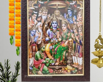 Marco de Ram Darbar: Arte divino de Ram Sita Sabha para la sala de Pooja