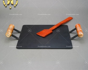 Cast Iron Square Dosa Tawa with Wooden Handles, Buy Iron Cookware Online