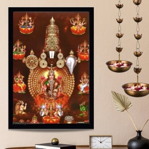 Moldura religiosa da Deusa Lakshmi, requintada moldura religiosa da Deusa Lakshmi, ideal para devoção e adoração espiritual!