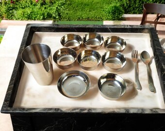THALION スターマンスール　新品2 個セット 16 Inch Maharaja Thali Set, Bronze Dinner Thali Set, Kansa Dinner