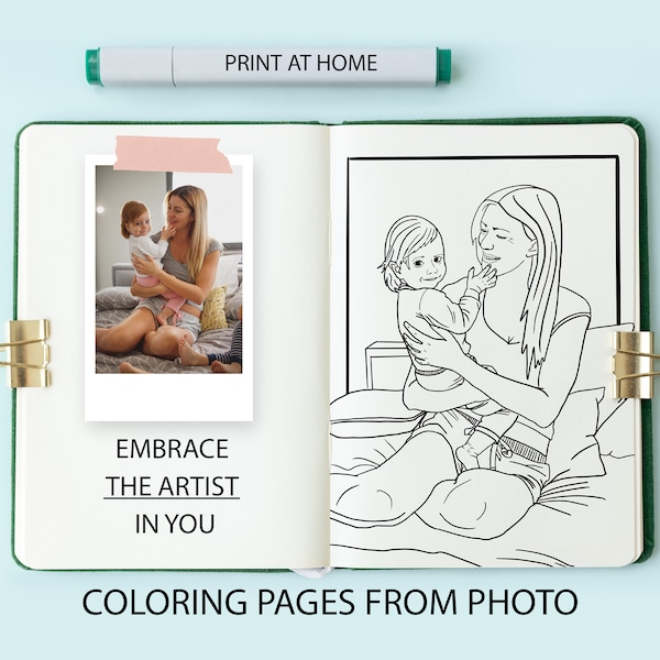 Coloring book of your photo | Personalized coloring page | Wedding, anniversary, couple, birthday, pet gift | Printable | Download pdf + png