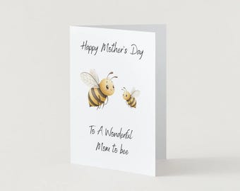 Mom to Bee Mother's Day Card: Watercolor Bee Illustration