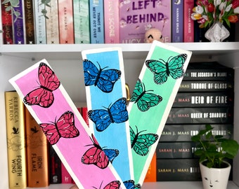 Handbemalte Acryl-Lesezeichen mit Schmetterlingen