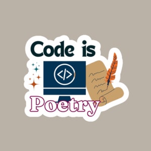 Code is poëziestickers Codeersticker, informaticasticker, softwareontwikkelaartechnologiestickers, stemsticker, sticker programmeur
