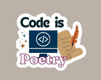 Kod är poesi-klistermärken Kodarklistermärke, datavetenskapsklistermärke, mjukvaruutvecklare-teknikklistermärken, stem-klistermärke, programmerarklistermärke