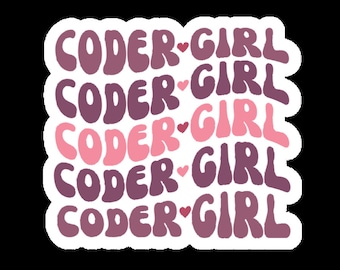 Retro Coder Girl Aufkleber, Programmierer Aufkleber, Mädchen Coder Aufkleber, Coder Aufkleber, Tech Aufkleber, Web Entwickler Aufkleber, Laptop Aufkleber