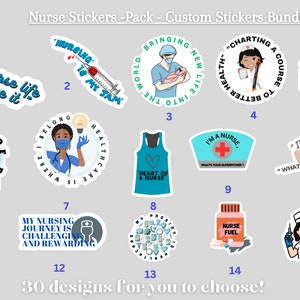 Custom Funny Nurse Stickers Pack, Personalized Medical Stickers Sheet,Nursing Students Stickers Bundle,Nurse Appreciation Gift, RN Stickers