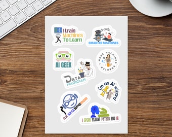Data Science Sticker Pack,Funny AI Stickers,Data Scientist Sticker Sheet,Machine Learning Stickers,Data Science Gift, Data Analyst Stickers