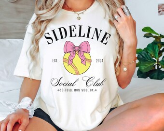 Custom Softball Mom Coquette Bow Shirts Gift For Softball Mama Social Club Shirt,Sideline Tee,Gameday Shirt For Sports Mom Mother's Day Gift