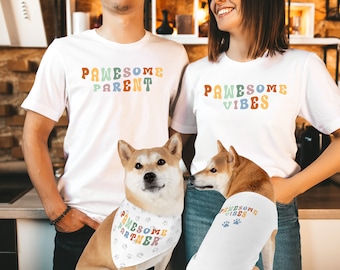 Custom Owner Dog Matching Shirts,Pet And Owner Matching Clothes,Bandana Over The Collar,Match With Dog And Mom Dad Shirt,Dog And Owner Gifts