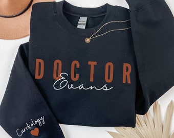 Custom Doctors Sleeve Sweatshirt,PhD Est Shirt Graduation Gift For PhD,New Doctor Crewneck,PhD Gift For Her,Scientist Professor Gift For Her