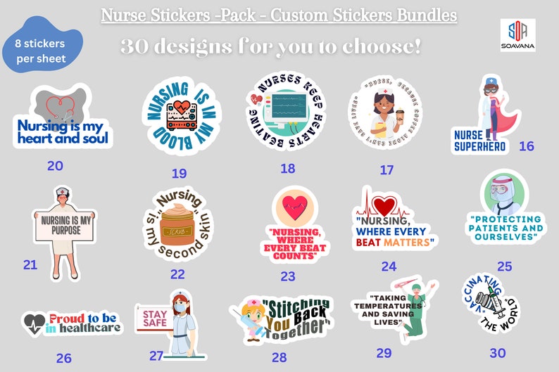 Custom Funny Nurse Stickers Pack Personalized Medical Etsy