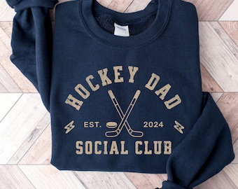 Custom Hockey Dad Mom Sweatshirt For Sportdad,Gift For Hockey Dad Est Shirts,Personalized Hockey Hoodie Sport Dad,Father’s Day Crewneck Gift
