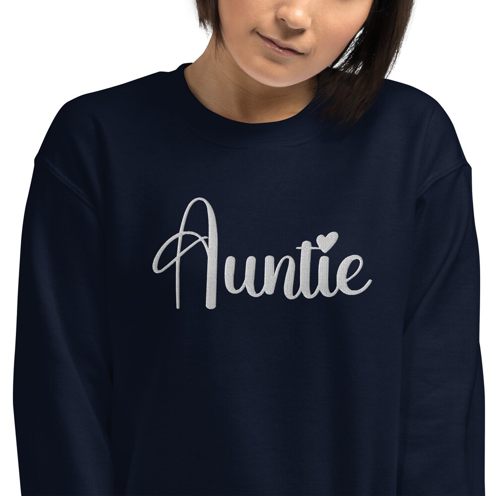 Embroidered Auntie Sweatshirts, Auntie,Embroidery Auntie Sweatshirt, Sweatshirt For Aunt, Auntie Crewneck Sweatshirt, Aunty Gift Printfushion