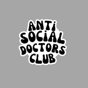 Presente da etiqueta da graduação do doutor, anti social médicos clube médico garrafa de água etiqueta presente do estudante médico, etiqueta do portátil do doutoramento