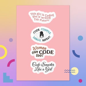 Software Engineer Sticker Sheet,Women Who Code Developer Sticker Gift For Web Developer,Women In Tech Graduation Gift, Laptop Stickers