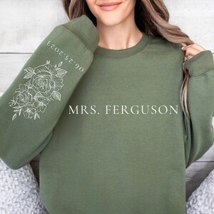Custom Future Mrs Bride Sweatshirt,Mrs Last Name Sleeve Shirts,Bride To Be Personalized Tees Gift Wedding Date Sweater,Future Mrs Crewneck