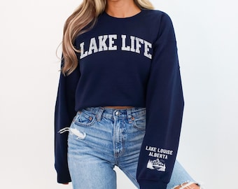 Custom Lake Life Sleeve Sweatshirt,Personalized Lake Name Sweatshirt,Lake Est House Gift,Lake Lover Crewneck,Camping Hoodie,Custom Vacation