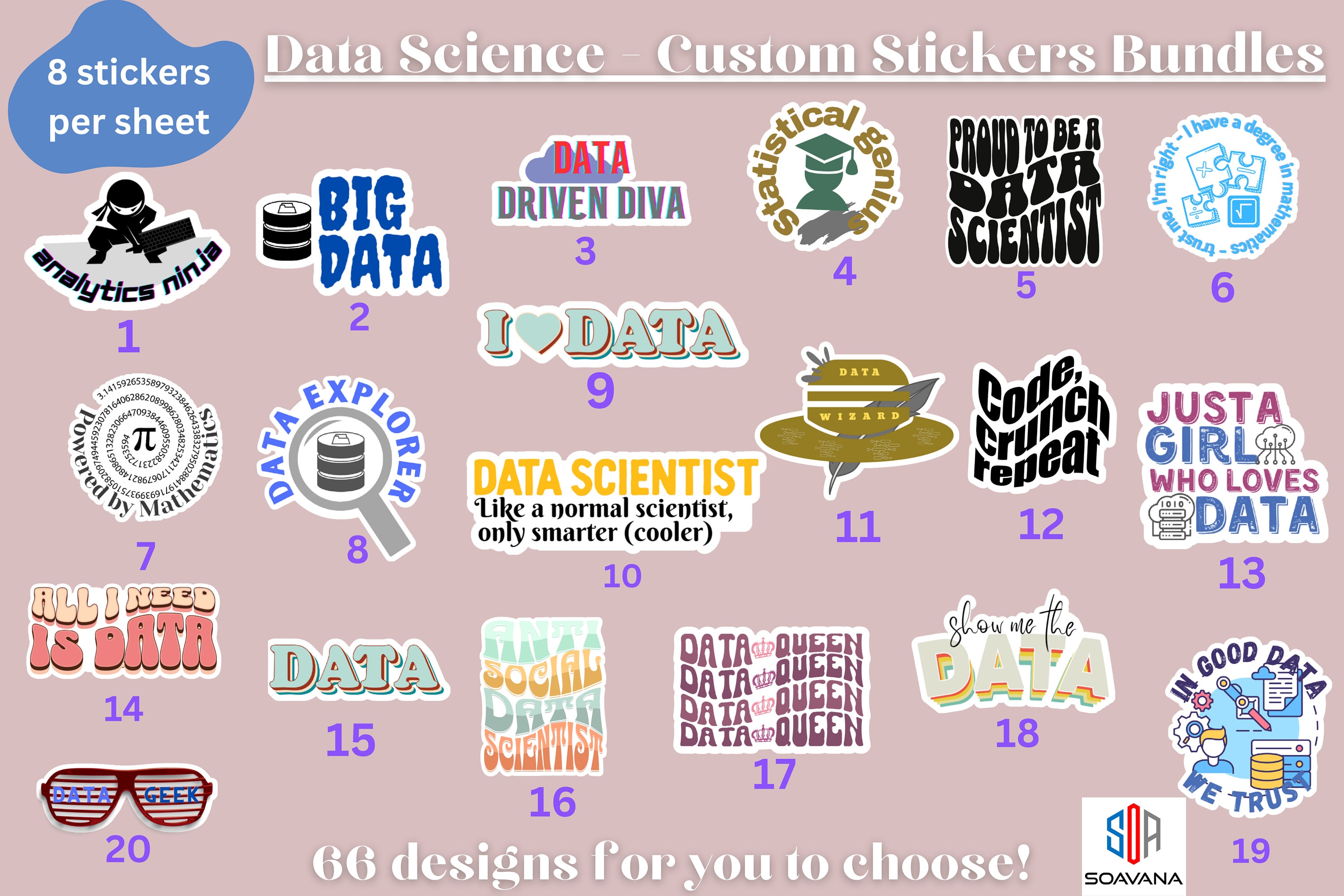 Custom Data Science Sticker Pack Personalized Data Scientist - Etsy
